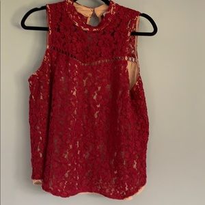 Lace red shirt